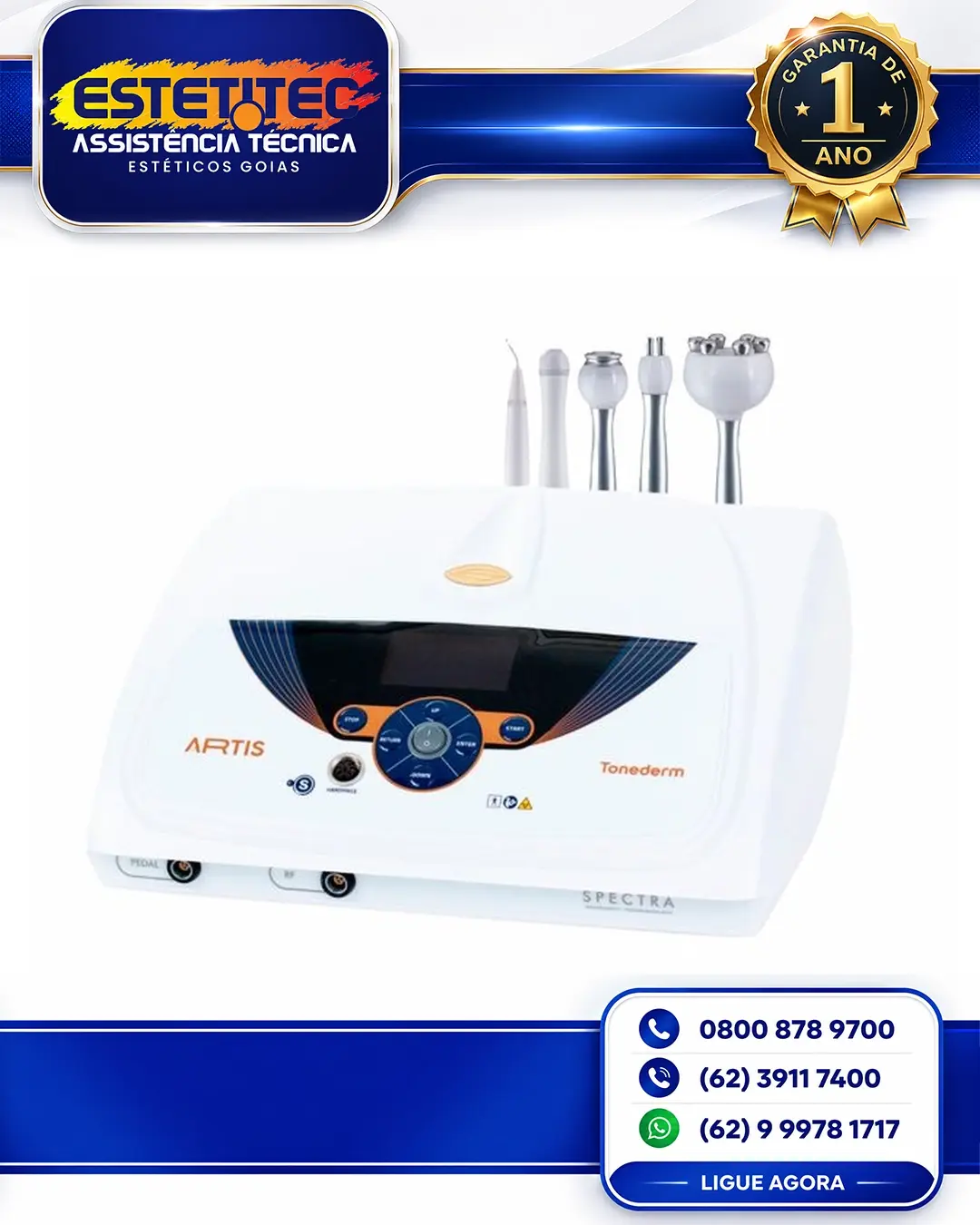REPARO TONEDERM SPECTRA ARTIS RF GOIÂNIA